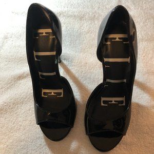 Black Patent Leather Open Toe D'Orsay